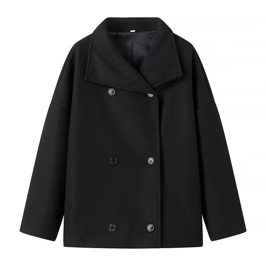 Damen Kurzmantel im Oversize‑Cut mit Doppelreiher und weitem Umschlagkragen Nord Taschen