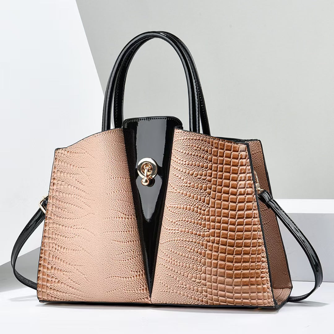 Damen elegante Handtasche mit modernem Krokodil-Design und glänzender Oberfläche Nord Taschen