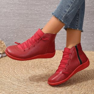 Damen Knöchelhohe Lederoptik-Sneaker mit seitlichem Reißverschluss und gepolstertem Komfortfußbett Nord Taschen