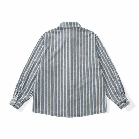 Damen Gestreifte Overshirt‑Hemdjacke mit Brusttasche Nord Taschen