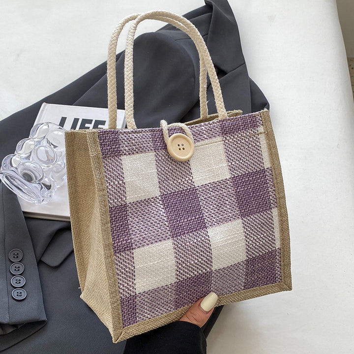 Damen Jute-Tasche im modernen Karomuster Nord Taschen