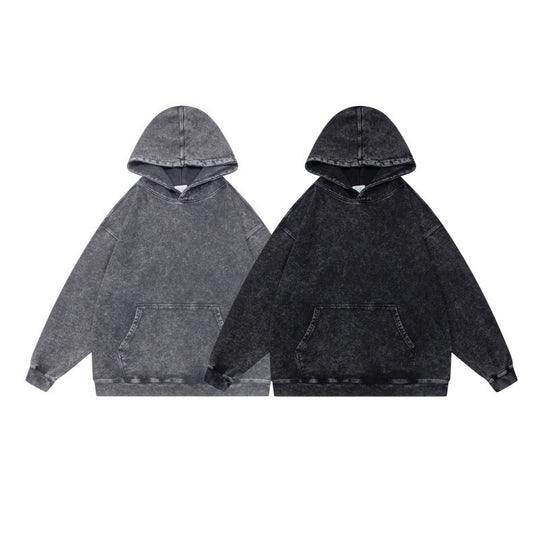 Unisex Oversize-Kapuzenpullover im Acid-Wash mit Kängurutasche und Raglanärmeln Nord Taschen