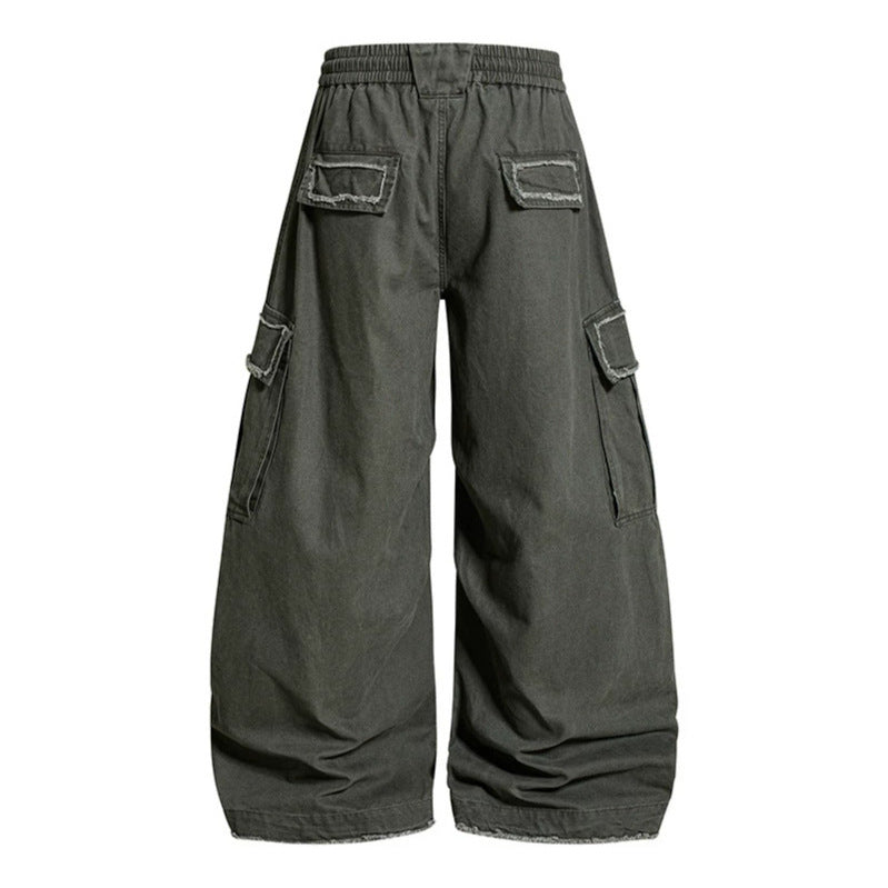 Damen Weite Cargo-Hose mit elastischem Bund, Cargo-Taschen und verstellbarem Saum Nord Taschen