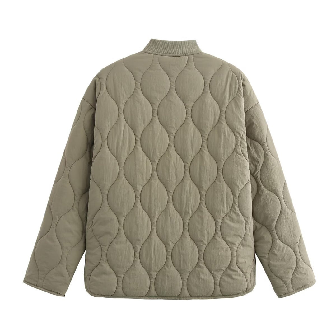 Damen Wattierte Steppjacke mit Rundhalsausschnitt, Pattentaschen und Wendefutter Nord Taschen