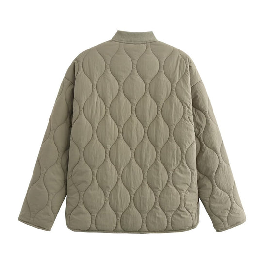 Damen Wattierte Steppjacke mit Rundhalsausschnitt, Pattentaschen und Wendefutter Nord Taschen