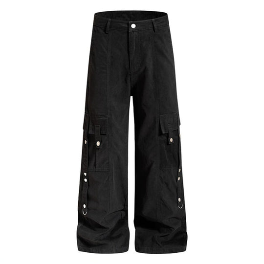 Damen Weite Cargo-Culottehose mit Multi-Taschen und Druckknopf-Seitenverstellung Nord Taschen