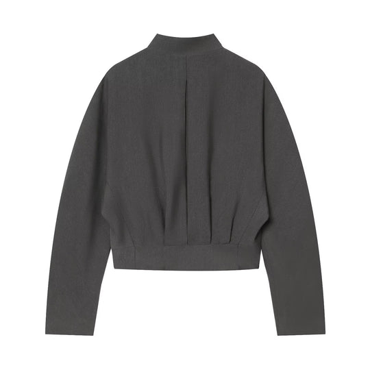 Damen Taillierter Kurzblazer mit Stehkragen, V‑Ausschnitt und Drei-Knopf-Detail Nord Taschen