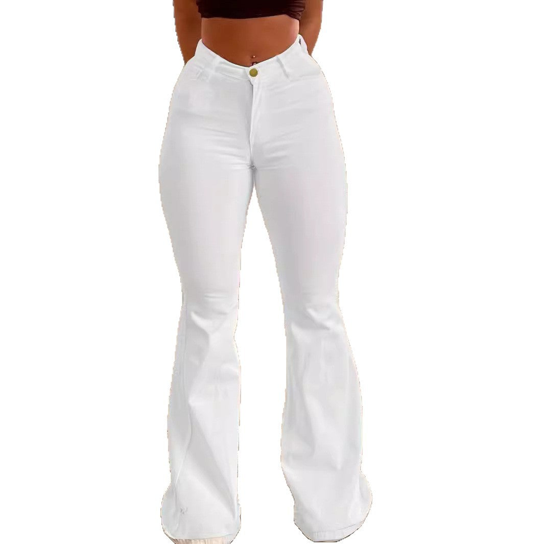 Damen High-Waist Schlaghose aus Stretch-Denim mit figurbetonter Hüftpassform Nord Taschen