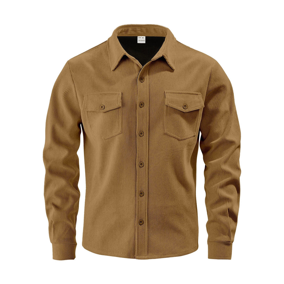 Herren Kordhemdjacke aus breitem Cord mit Pattentaschen und Hemdkragen Nord Taschen