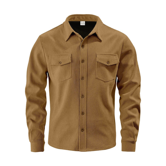 Herren Kordhemdjacke aus breitem Cord mit Pattentaschen und Hemdkragen Nord Taschen
