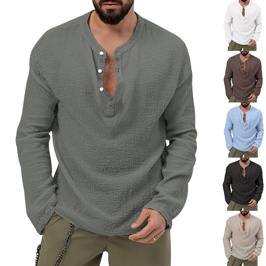 Herren Langarmshirt mit Knopfleiste Nord Taschen