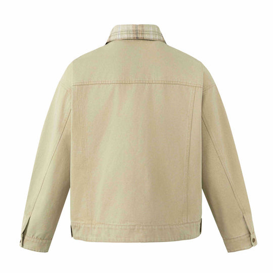 Herren Kurz geschnittener Canvas-Workwear-Blouson mit Karokragen und Zip-Brusttasche Nord Taschen