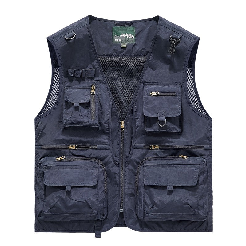 Herren leichte multifunktionale Utility-Anglerweste mit Mesh‑Futter und zahlreichen Reißverschluss‑ und Klappentaschen Nord Taschen