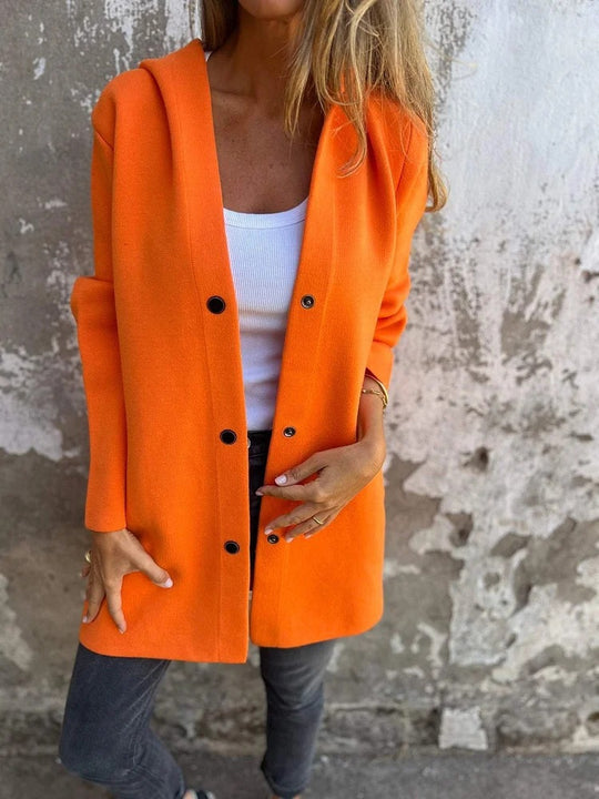 Damen Kapuzen‑Mantel mit Druckknöpfen und Oversize‑Silhouette Nord Taschen