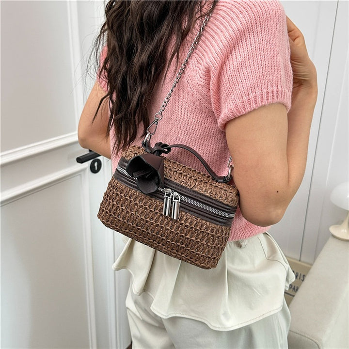 Damenhandtasche aus geflochtenem Naturmaterial mit praktischem Reißverschluss Nord Taschen
