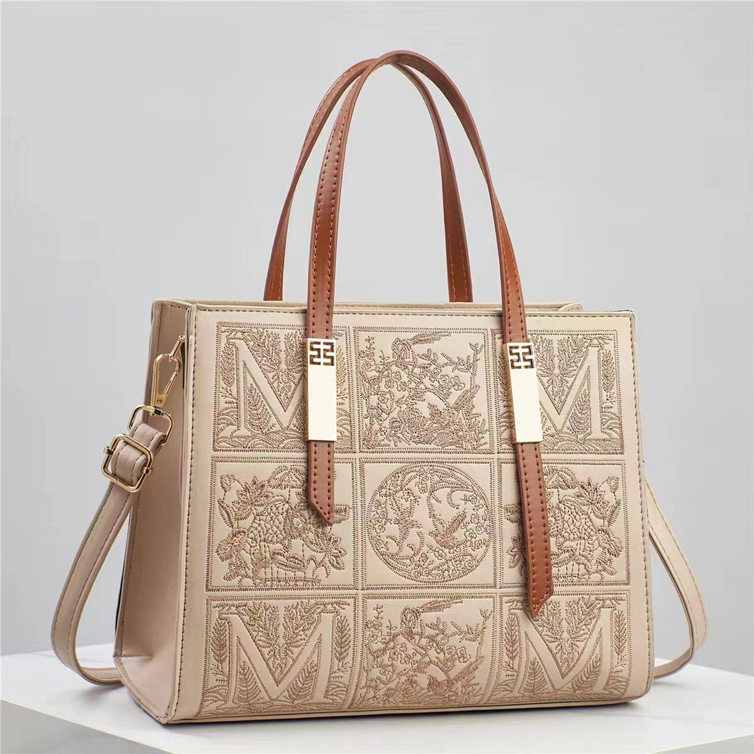 Damen edle Handtasche mit filigranem Stickdesign Nord Taschen