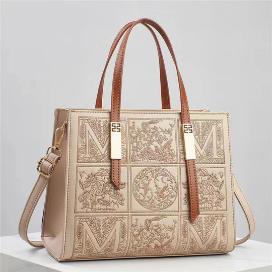 Damen edle Handtasche mit filigranem Stickdesign Nord Taschen