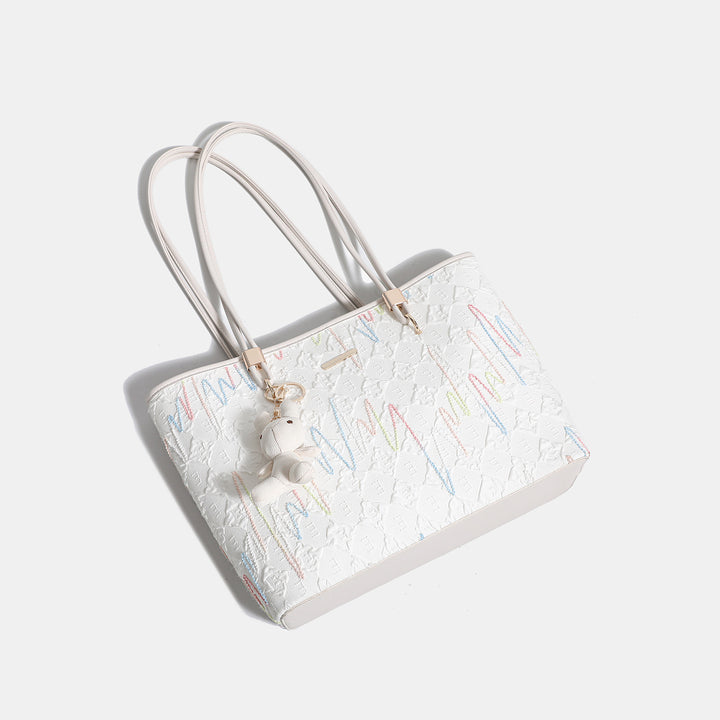 Damen Shopper-Tasche mit floralem Design und verspieltem Zubehör Nord Taschen