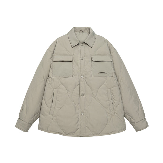 Herren Gesteppte Oversize-Hemdjacke mit Steppung, Druckknöpfen und Brusttaschen Nord Taschen