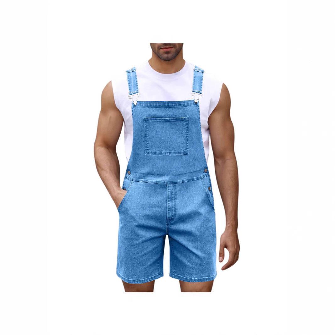 Herren Denim-Latzshorts mit modernen Taschen und verstellbaren Trägern Nord Taschen