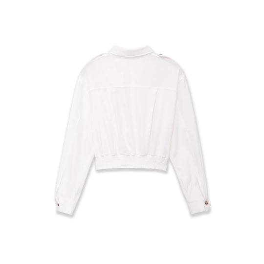 Damen Cropped-Hemdjacke mit Epauletten und taillierenden Abnähern Nord Taschen