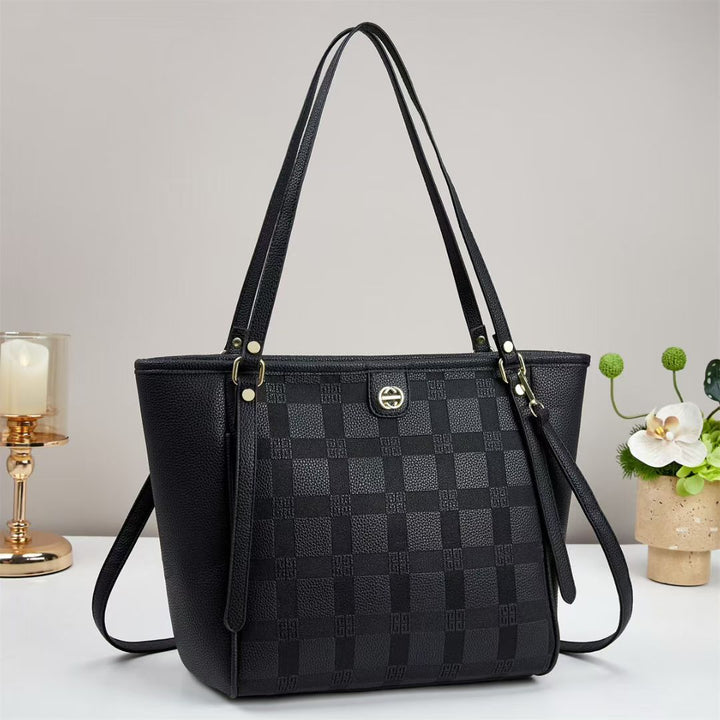 Damen elegante Shopper-Tasche mit modischem Karo-Muster und abnehmbarem Schulterriemen Nord Taschen