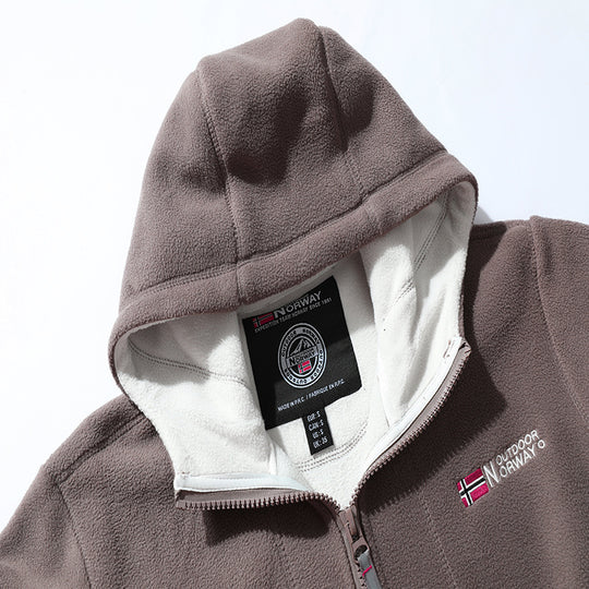 Herren Microfleece-Outdoorjacke mit Kapuze, windabweisender Struktur und Logo-Patch Nord Taschen