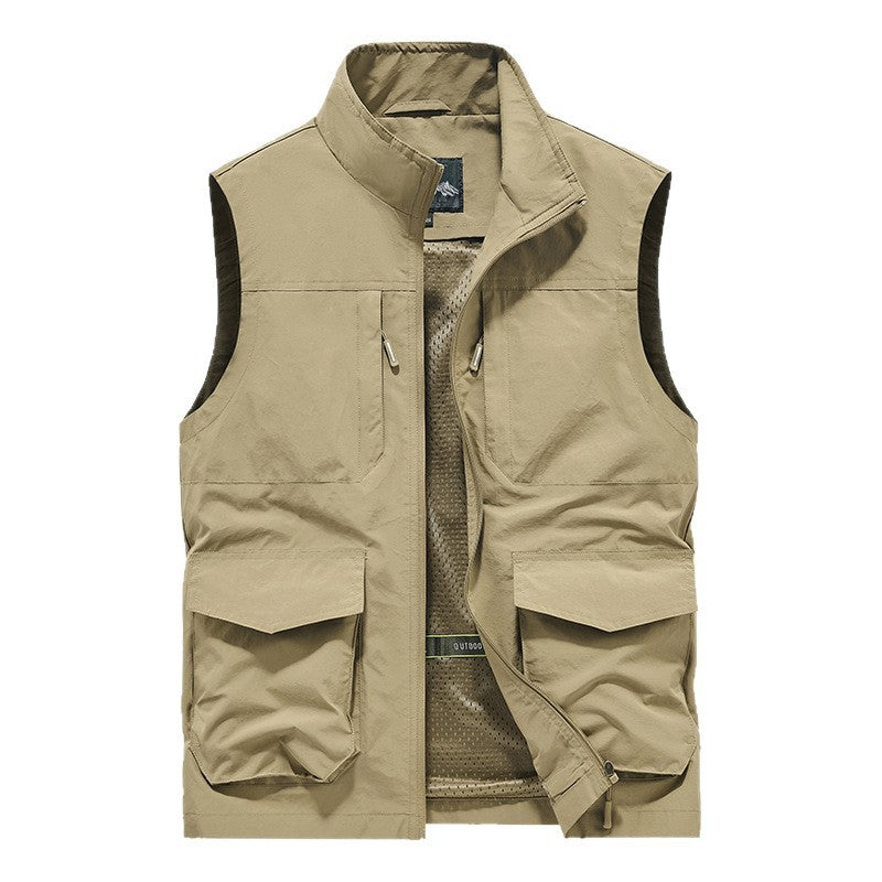 Herren Utility-Outdoorweste mit Multifachtaschen, Mesh-Futter & Stehkragen Nord Taschen