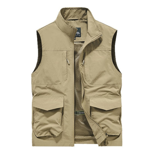 Herren Utility-Outdoorweste mit Multifachtaschen, Mesh-Futter & Stehkragen Nord Taschen