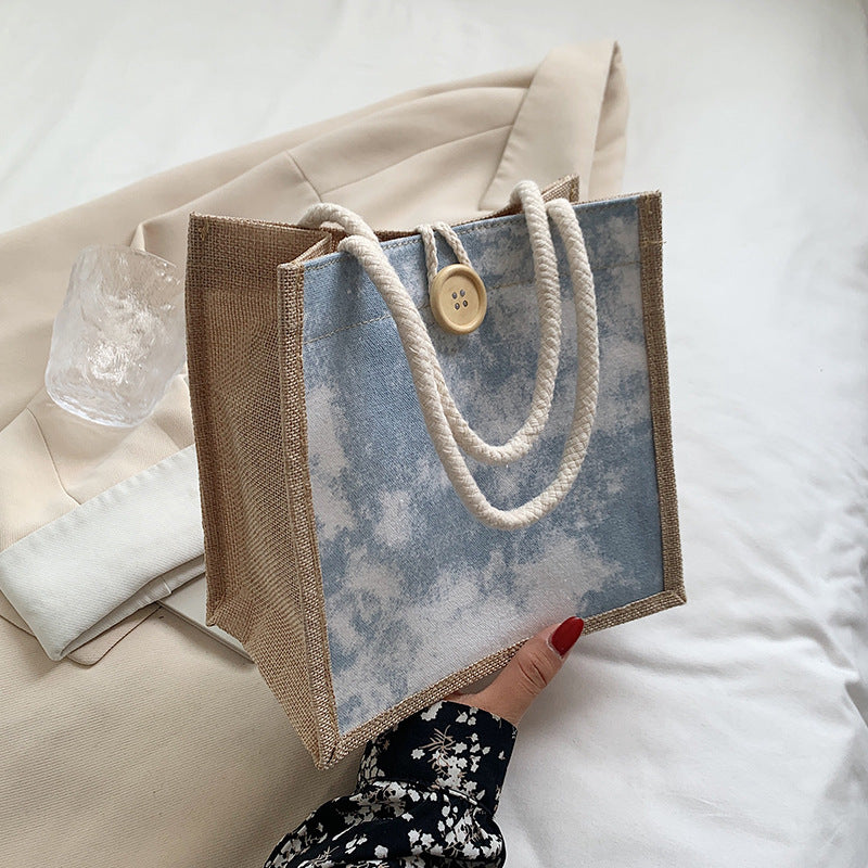 Damen Jute-Tragetasche mit elegantem Gewebe und robusten Schnüren Nord Taschen