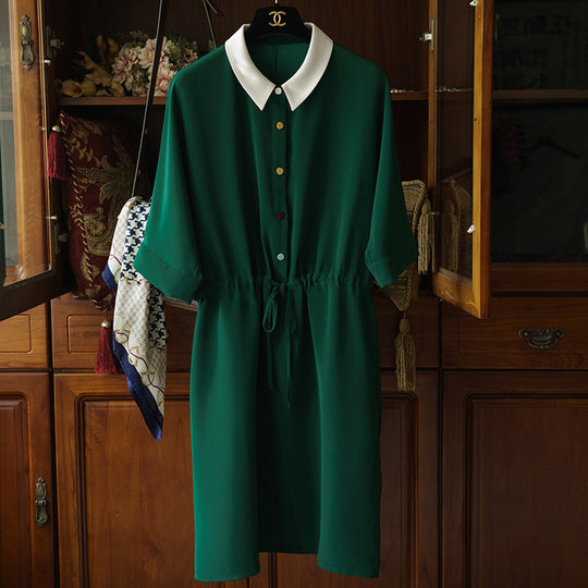 Damen Elegantes Kurzarmkleid mit Taillengürtel Nord Taschen