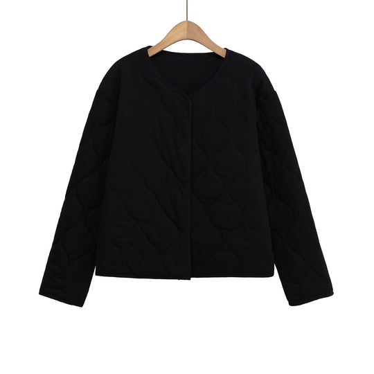 Damen Steppjacke ohne Kragen mit kastiger Silhouette und tonaler Wellensteppung Nord Taschen