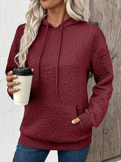 Damen Gesteppter Kapuzenpullover mit floral geprägter Steppstruktur Nord Taschen