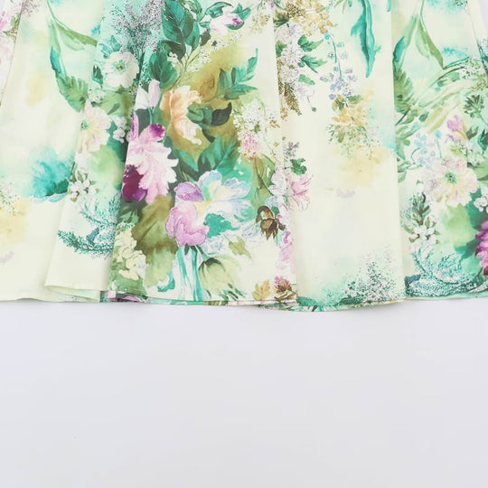 Damen Midikleid mit plissiertem Oberteil, Glockenärmeln und floraler A‑Linie Nord Taschen