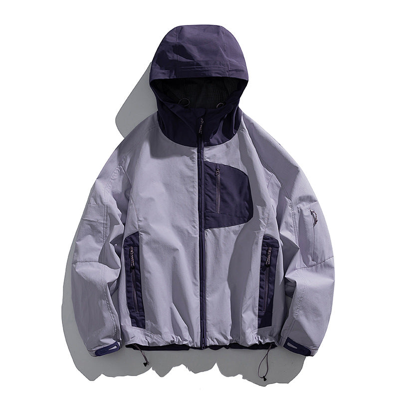 Herren technische wasserabweisende Outdoor-Softshell-Jacke mit Kapuze und verstellbarem Saum Nord Taschen