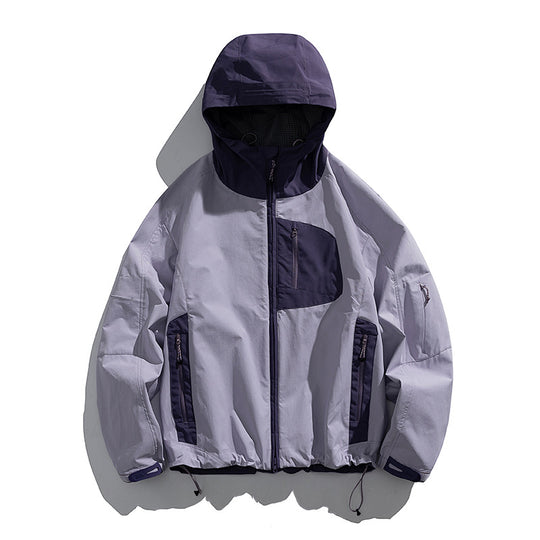 Herren technische wasserabweisende Outdoor-Softshell-Jacke mit Kapuze und verstellbarem Saum Nord Taschen