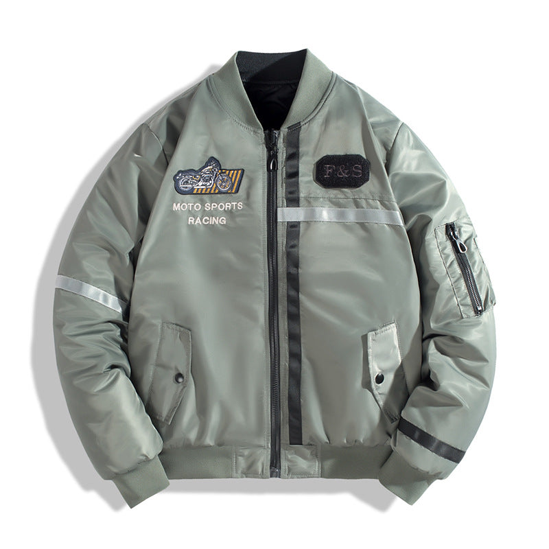 Herren Bomberjacke im Fliegerjackenstil mit reflektierenden Streifen, Utility‑Taschen und leichter Thermofütterung Nord Taschen