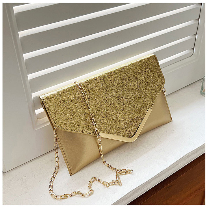 Damen Glamouröse Clutch-Tasche mit funkelndem Obertuch und goldenen Akzenten Nord Taschen