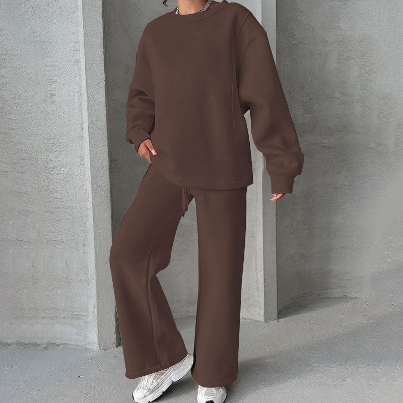 Damen Oversize-Sweatset aus weichem French-Terry mit weiter Palazzo-Jogginghose Nord Taschen