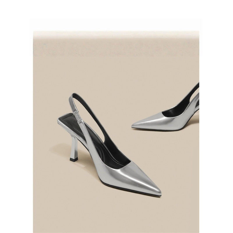 Damen Slingback High Heel Pumps mit elegantem metallic Finish