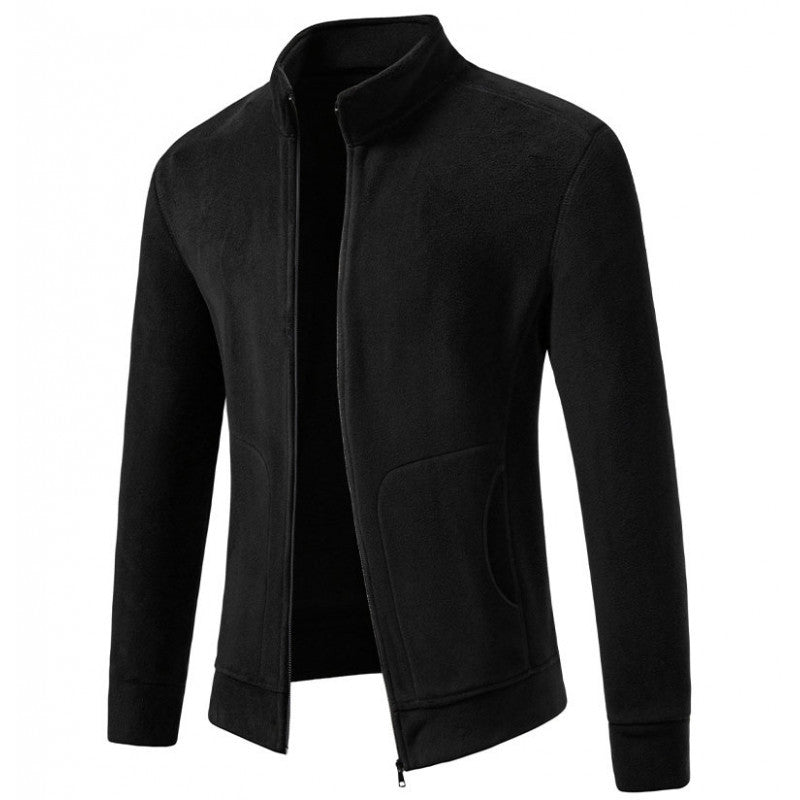 Herren Slim-Fit Fleecejacke mit Stehkragen, durchgehendem Reißverschluss und Eingrifftaschen Nord Taschen