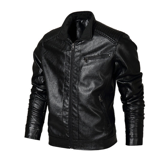 Herren schmal geschnittenes Kunstleder-Blouson mit hochschließendem Stehkragen und Schultersteppung Nord Taschen