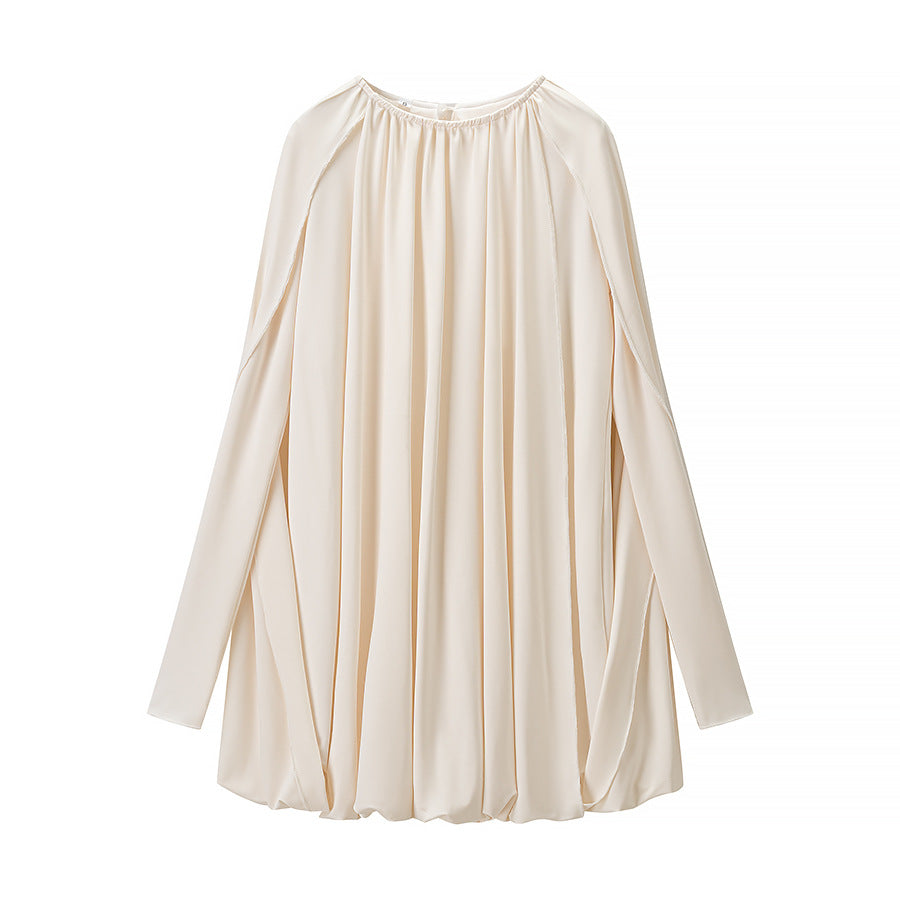 Damen Plissiertes Cocktail-Minikleid mit langen eng anliegenden Ärmeln und balloniertem Saum Nord Taschen