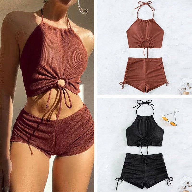 Damen Freizeit-Bikini-Set mit Raffungen