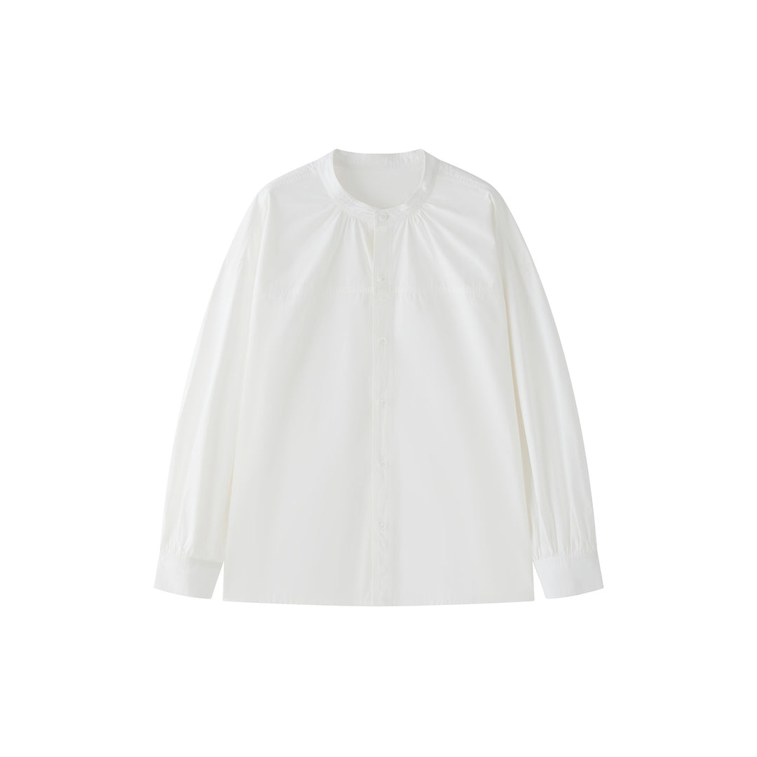Damen Oversize-Hemdbluse mit Ballonärmeln und geraffter Schulterpartie Nord Taschen