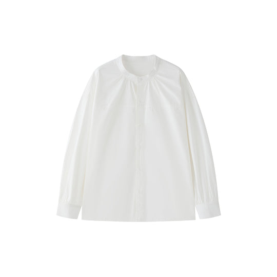 Damen Oversize-Hemdbluse mit Ballonärmeln und geraffter Schulterpartie Nord Taschen