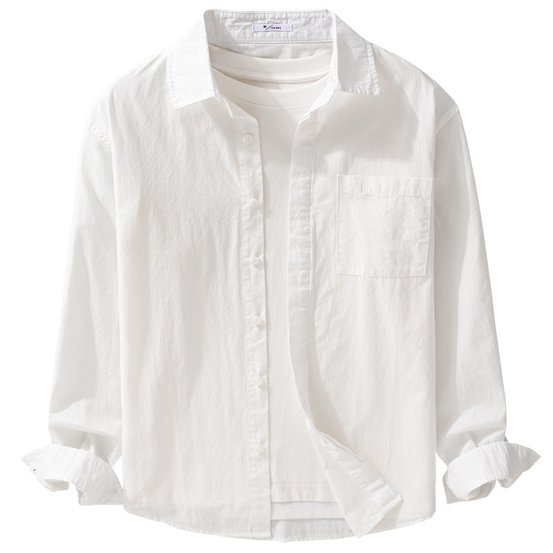Herren Relaxed-Fit Baumwoll-Overshirt mit Kentkragen und Brusttasche Nord Taschen