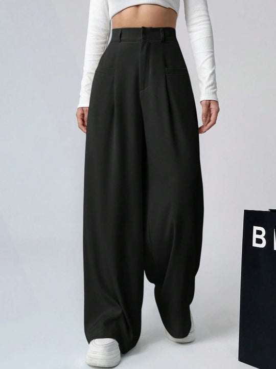 Damen Weite Bundfaltenhose