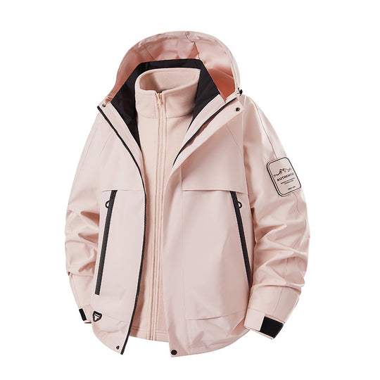 Herren multifunktionale Wasserfeste Softshell-Regenjacke mit abnehmbarer Fleece-Innenjacke Nord Taschen