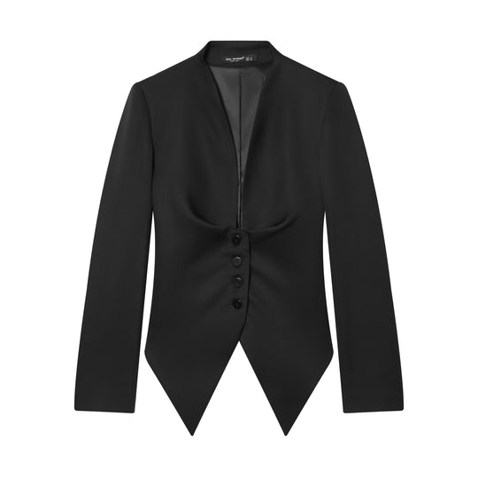 Damen taillierter Blazer mit spitzem Schößchen und tiefem V-Ausschnitt Nord Taschen